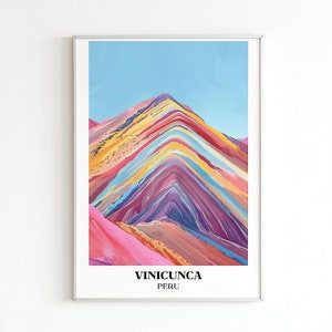 Impresión de viaje a Perú, Vinicunca - Perú, regalo de viaje, póster de ciudad imprimible, descarga digital, regalo de boda, regalo de cumpleaños