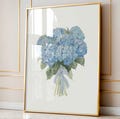 Blue Hydrangea Watercolor Print,Watercolor Hydrangea Wall Art,Coastal Granddaughter Wall Decor,Botanical Wall Art,Watercolor Floral Painting