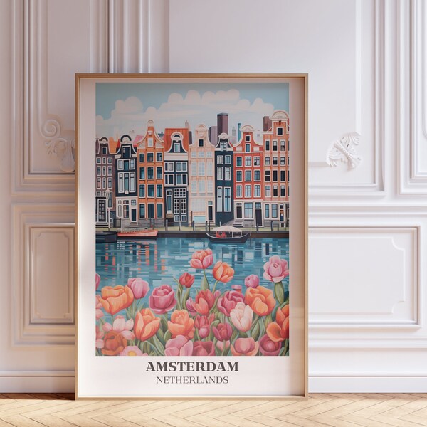 Amsterdam Travel Poster | Aesthetic Wall Collage | Travel Prints | Room Decor | Vintage Poster | Art | Instant Download | Room Decor