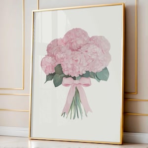 Pink Hydrangea Watercolor Print,Watercolor Hydrangea Wall Art,Coastal Granddaughter Wall Decor,Botanical Wall Art,Watercolor Floral Painting