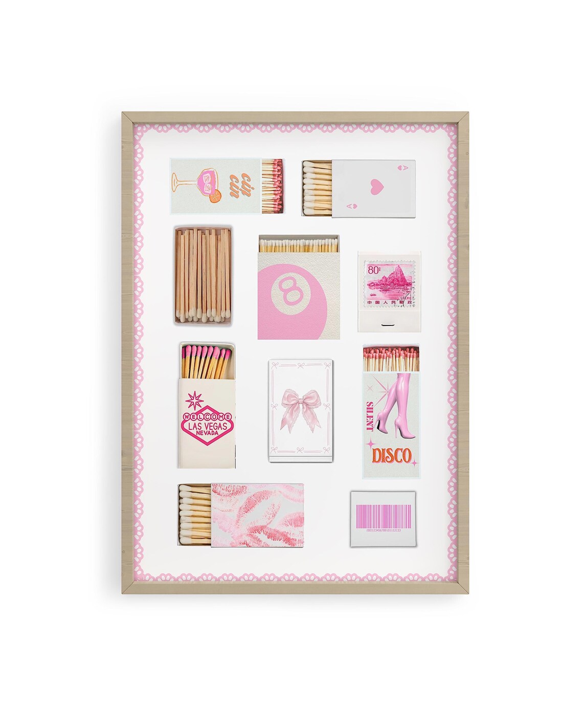 Pink Matches Sticker Pink Vintage Matchbox Print, Trendy Matches Poster, Retro Matchbook ...