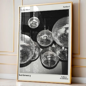 Retro Wall Decor, Disco Print, Disco Poster, Trendy Wall Art, Preppy Bar Cart Art, Disco Ball Print, Printable Art, Dorm Decor, 70s Decor