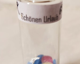 Flaschenpost Urlaub, Glücksbringer Geschenk , Miniatur im Glas, Mitbringsel, Gastgeschenk, Geburtstagsgeschenk, Muttertag, Ostern, günstig