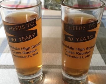 Class Reunion Favors 50 Tall Shooters 2 oz  - Design Your Own