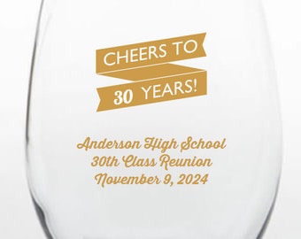 Class Reunion Favors 50 Stemless Glasses 15 oz  - Design Your Own