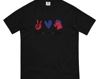 Peace Love Horses Red White & Blue Tee