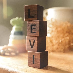 Custom Name Wooden Blocks • Handmade Personalized Blocks on Solid Wood • Montessori Wooden Toy & Nursery Decor • Handmade in USA