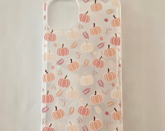 iPhone 14 plus silicone clear pumpkin case