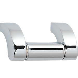May include: A polished chrome door handle with a cylindrical design. The handle has a curved shape on each end.