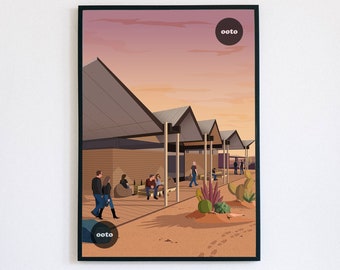 Architectural Illustration Wall Decor | Original Art | Downloadable Print | The Desert Road Scenery | Sunset Colours