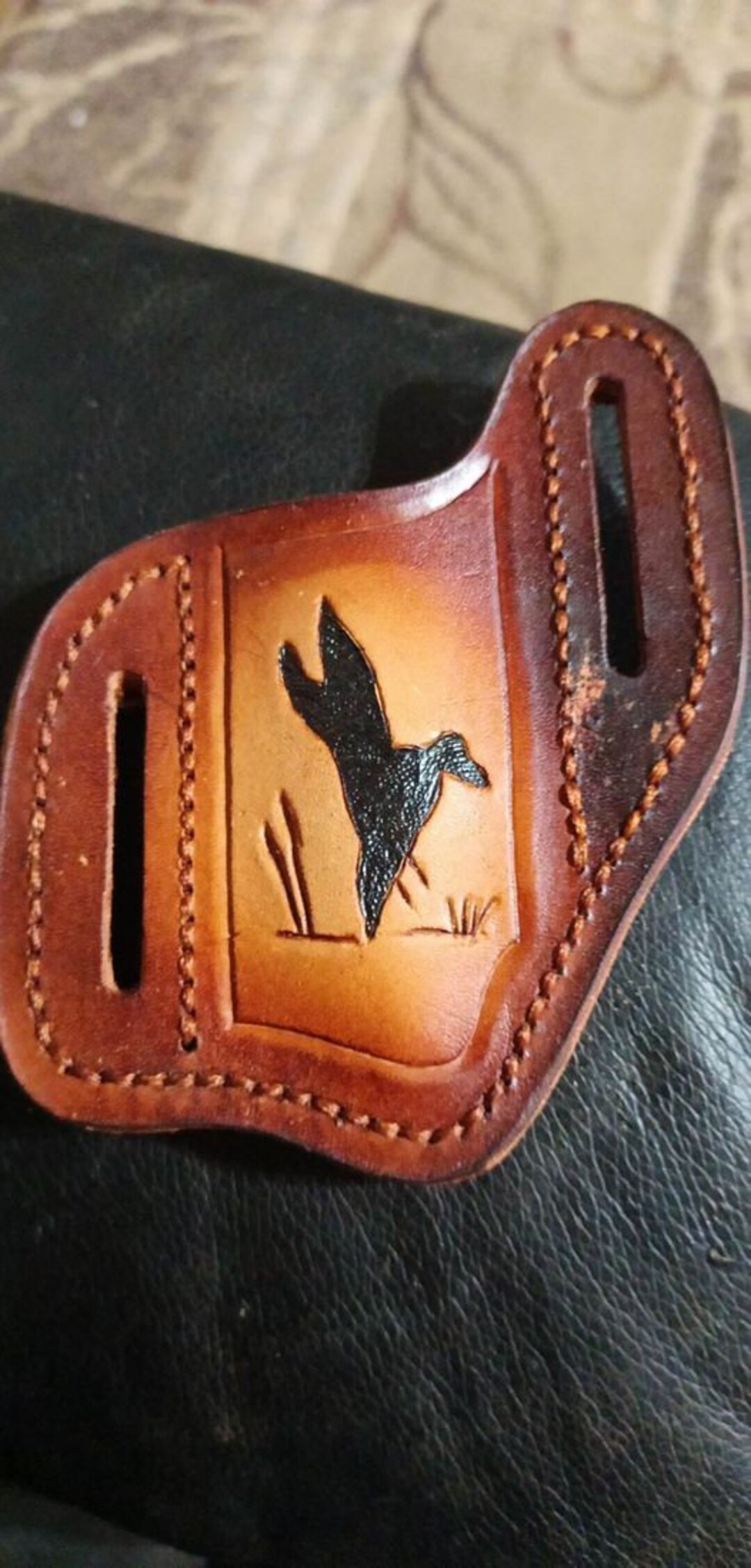 Slanted Pancake Leather Knife Sheath Etsy