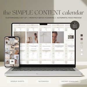 Simple Social Media Planner and Calendar | Daily Content Planning | Monthly Batch Content Creation Template | Google Spreadsheet