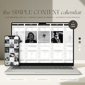 Simple Social Media Planner and Calendar | Daily Content Planning | Monthly Batch Content Creation Template | Google Spreadsheet