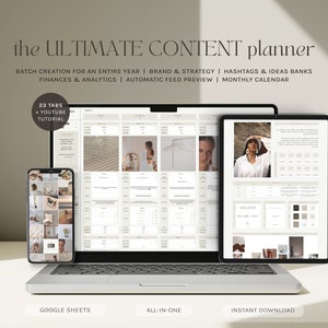 Ultimate Social Media Planner and Calendar | Yearly Content Planning | Monthly Batch Content Creation Template | Google Spreadsheet