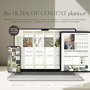 Ultimate Social Media Planner and Calendar | Yearly Content Planning | Monthly Batch Content Creation Template | Google Spreadsheet