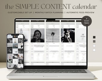 Simple Social Media Planner and Calendar | Daily Content Planning | Monthly Batch Content Creation Template | Google Spreadsheet