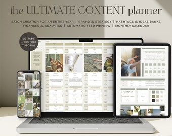 Ultimate Social Media Planner and Calendar | Yearly Content Planning | Monthly Batch Content Creation Template | Google Spreadsheet