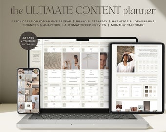 Ultimate Social Media Planner and Calendar | Yearly Content Planning | Monthly Batch Content Creation Template | Google Spreadsheet