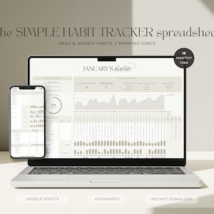Habit Tracker Template | Monthly Digital Planner | To Do List | Google Spreadsheet