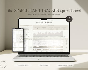 Habit Tracker Template | Monthly Digital Planner | To Do List | Google Spreadsheet