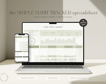 Habit Tracker Template | Monthly Digital Planner | To Do List | Google Spreadsheet