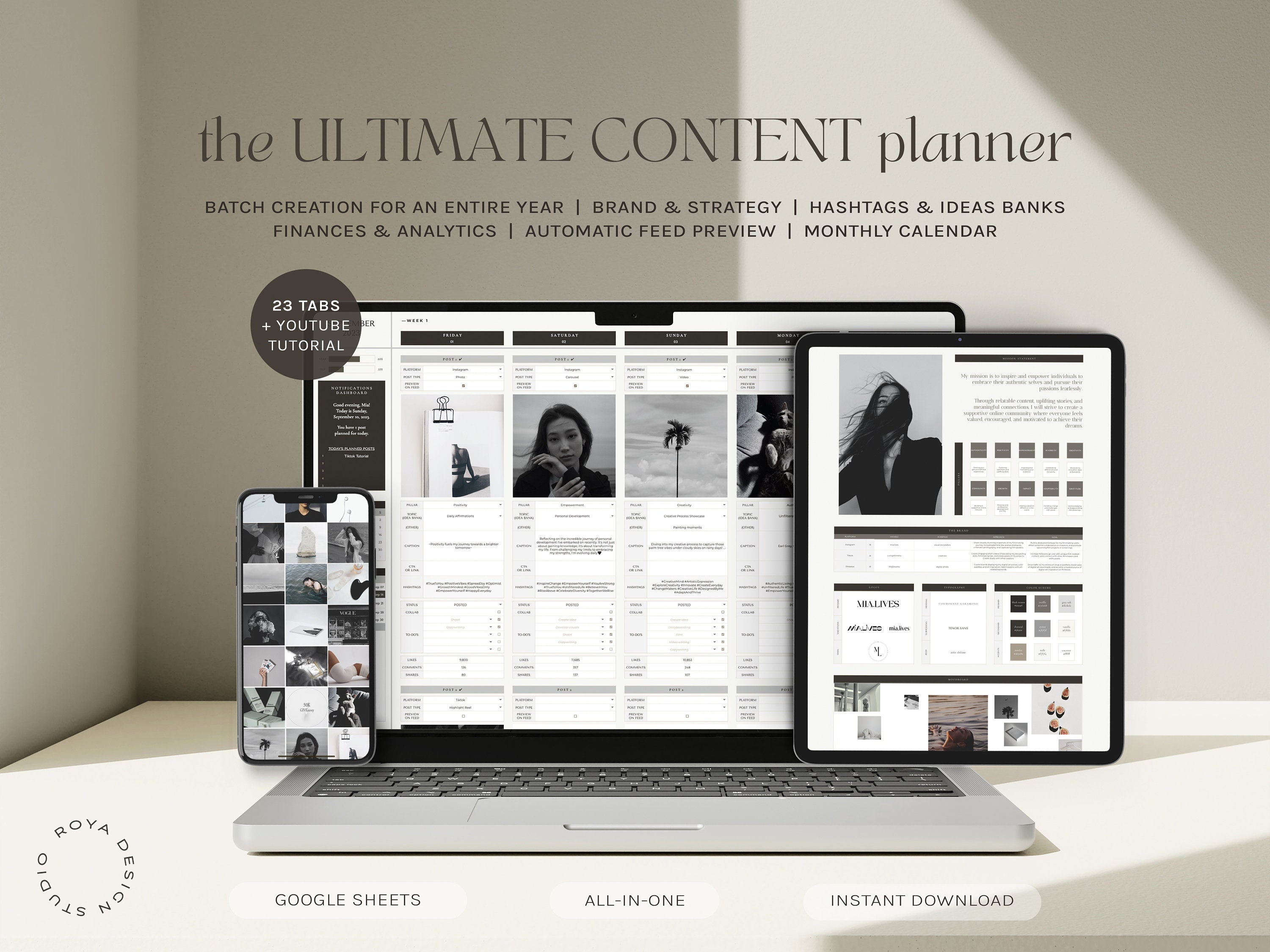 Ultimate Social Media Planner and Calendar | Yearly Content Planning | Monthly Batch Content Creation Template | Google Spreadsheet