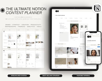 Ultimate Notion Content Planner and Calendar | Social Media Planning Template | Batch Content Creation | Notion Dashboard