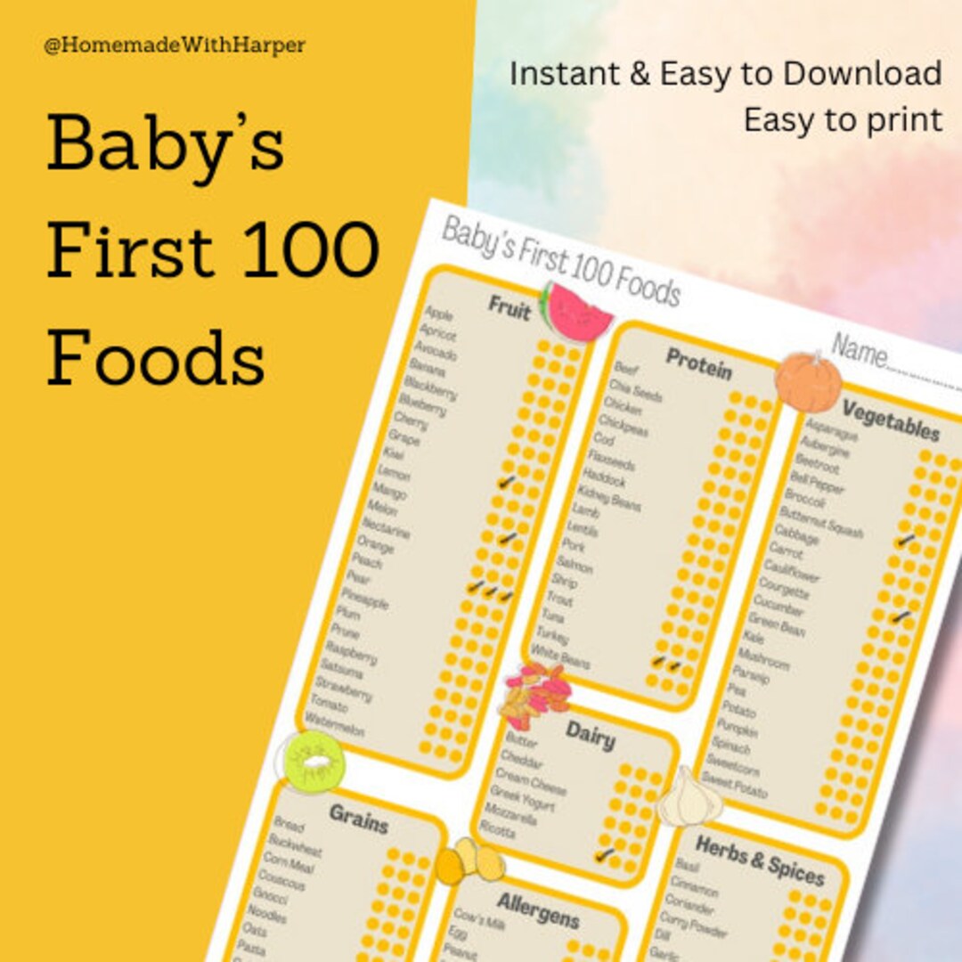 The Ultimate Weaning Checklist, First Foods, Babys 100 Foods Before 1