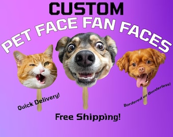 Custom Pet Head on a Stick Personalized Pet Prop for Parties & Events Photo Booth Prop Pet Face Prop Dog Face Cat Face Animal Face Cutout