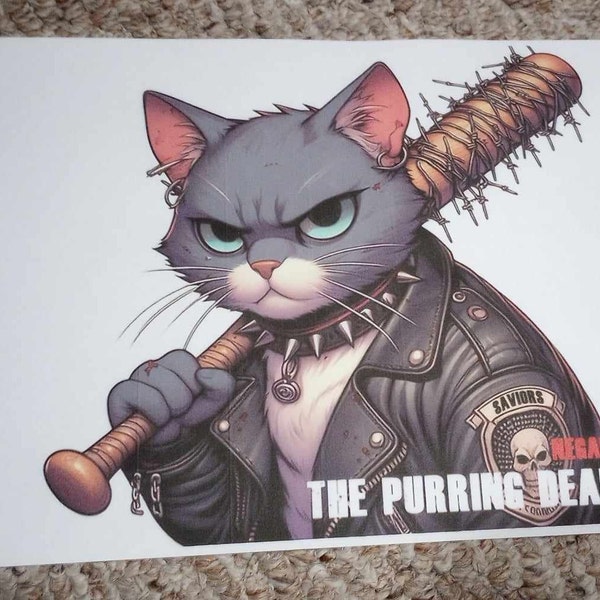 The Purring Dead - Parody Fan Art - Cats in The Walking Dead Universe - Negan