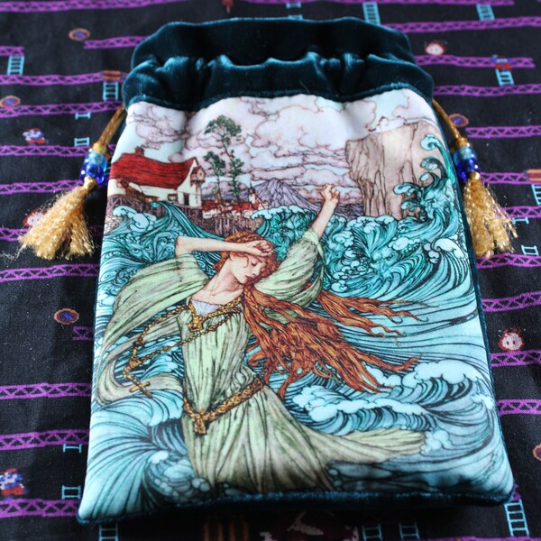 Baba Studios - Baba Barock -  Arthur Rackham - Undone - Teal version - OOP - No Tag - 2013? - 1st Print - Drawstring bag