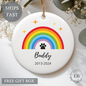 Personalized Pet Memorial Ornament, Dog Cat Christmas Ornament, Forever Loved Remembrance Gift, Pet Loss Gift, Rainbow bridge pet Ornament