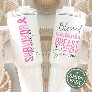 Breast Cancer Survivor Tumbler Personalized 40 oz Breast cancer travel cup Breast cancer awareness gift, Custom Breast cancer cup gift