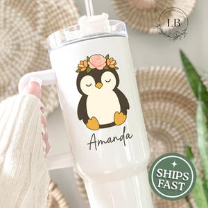 Penguin tumbler Personalized Penguin 40 oz Tumbler Mug Gifts for Penguin lover travel cup Penguin travel mug, Gift for Penguin lover cup