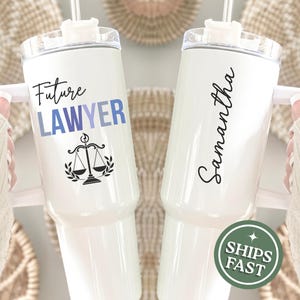 Law Student Personalized Tumbler Custom future lawyer 40 oz. tumbler Future Attorney Gifts, 1L 2L 3L Law School Students Bar Exam Gift cup