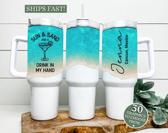 Custom 40 oz vacation tumbler, Personalized cruise tumbler, Custom beach vacation cup, girls trip tumbler, group Family vacation travel cup