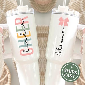 Custom Cheer Tumbler, Personalized 40 oz Cheerleading Tumbler, Cheer Team Tumbler, Cheerleader travel cup, Cheer cup, Cheer travel mug