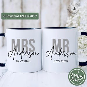 Personalized Mr & Mrs Coffee Mugs, Husband and Wife Mugs, Mr and Mrs Mug, Custom Mr Mrs Coffee Mugs, New Bride and Groom Set, Wedding gift