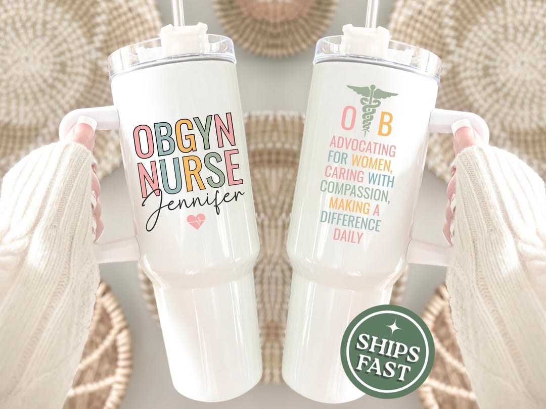 Obgyn Nurse Tumbler Personalized Custom OB 40 Oz. Tumbler With Handle ...