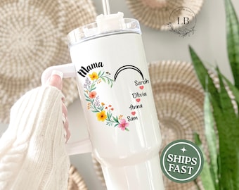 Mom Tumbler mama 40oz tumbler Personalize Mama Gift For Mother's Day Tumbler Custom Cup Personalized For Mom tumbler gift with kids names