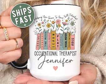 Taza para terapeuta ocupacional. Taza de café personalizada para terapeuta ocupacional. Regalo de agradecimiento para un terapeuta ocupacional o para graduados en terapia ocupacional.