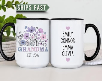 Grandma mug personalized, Custom Grandma Established coffee mug, Gigi Nana Mimi mug mothers day gift, Grandma cup with kids names