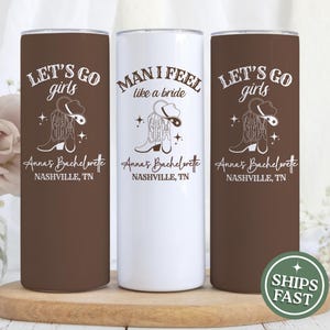 Cowgirl Bachelorette Tumbler Custom Last Rodeo Bach Party Travel Cup, Personalized Country Nashville Bachelorette Party Cups,