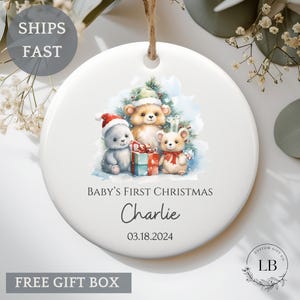 Personalized Baby&#39;s First Christmas Ornament, Baby&#39;s First Christmas Keepsake, Baby&#39;s 1st Christmas Decoration, Baby boy Ceramic Ornament