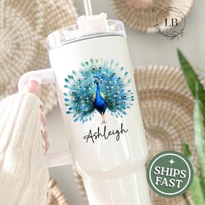 Peacock Tumbler Personalized 40oz Peacock tumbler gift for Peacock lover travel mug Custom Peacock lover travel cup Peacock gifts for friend