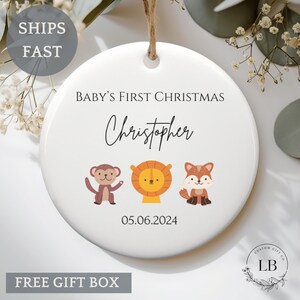 Personalized Baby&#39;s First Christmas Ornament, Baby&#39;s First Christmas Keepsake, Baby&#39;s 1st Christmas Decoration, Baby boy Ceramic Ornament