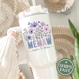 Memaw Tumbler Personalized 40oz Memaw tumbler gift for Memaw , Mothers day gift for Memaw, Memaw travel mug, Memaw travel cup w kids name