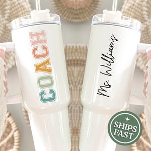 Custom Coach Tumbler, Personalized 40 oz Coach Tumbler, Custom Coach travel mug Coach cup Gift for team Coach, Sports coach thank you gift