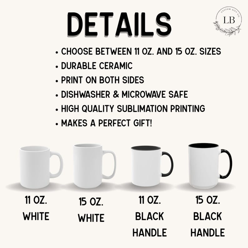 Puede incluir: Se muestran cuatro tazas de cer&aacute;mica blanca, dos con asas e interiores negros. Las tazas est&aacute;n disponibles en tama&ntilde;os de 325 ml y 444 ml. La imagen incluye texto que detalla caracter&iacute;sticas como cer&aacute;mica duradera.