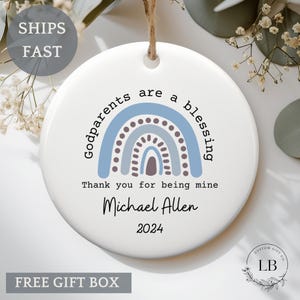 Custom godparent ornament, Godparent proposal gift, Custom name baptism godparent gift, Godmother Godfather gift, Godparent thank you gift
